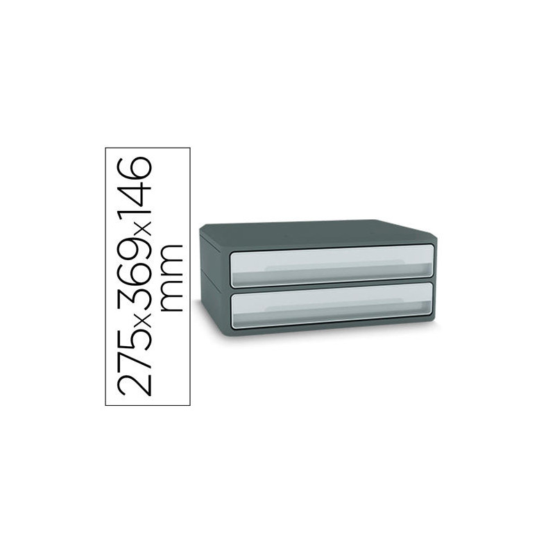 FICHERO CAJONES DE SOBREMESA CEP MOOV UP RECICLADO 80% 2 CAJONES COLOR GRIS 275X369X146 MM