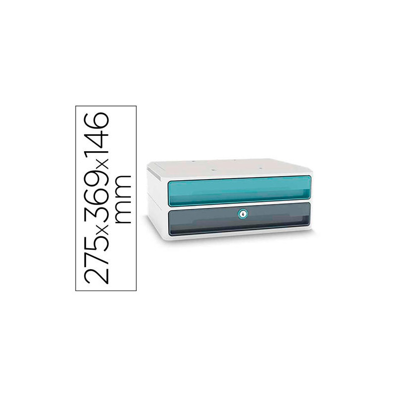 FICHERO CAJONES DE SOBREMESA CEP MOOV UP RECICLADO 80% CON CERRADURA 2 CAJONES COLOR AZUL/GRIS 275X3