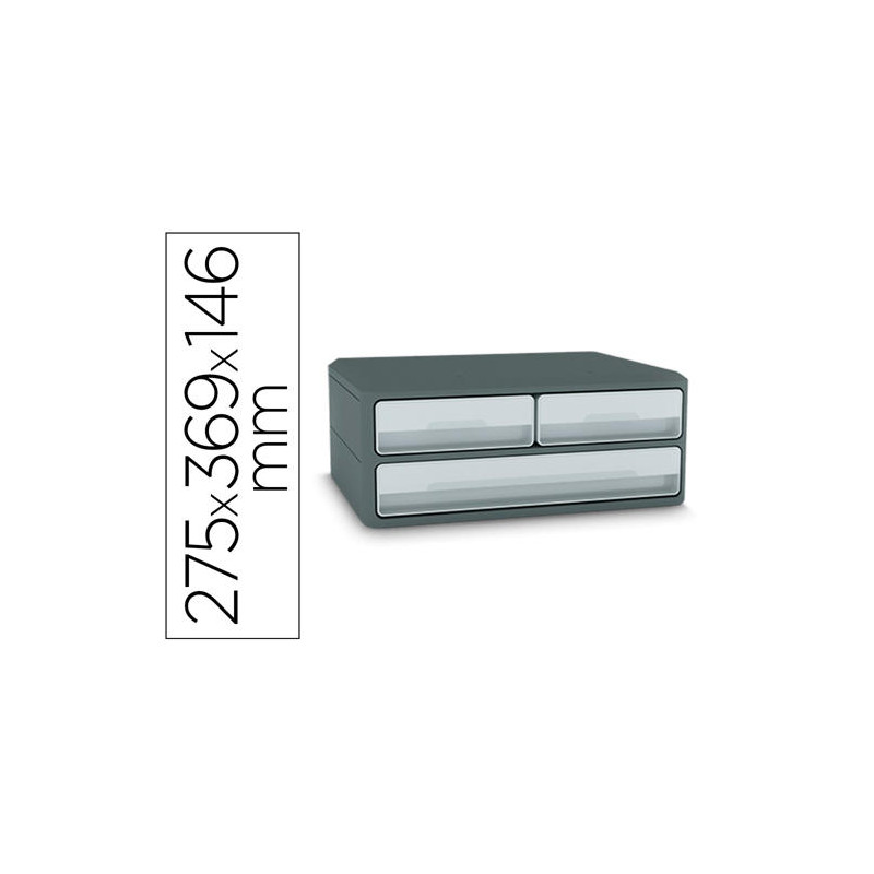 FICHERO CAJONES DE SOBREMESA CEP MOOV UP RECICLADO 80% 3 CAJONES COLOR GRIS 275X369X146 MM