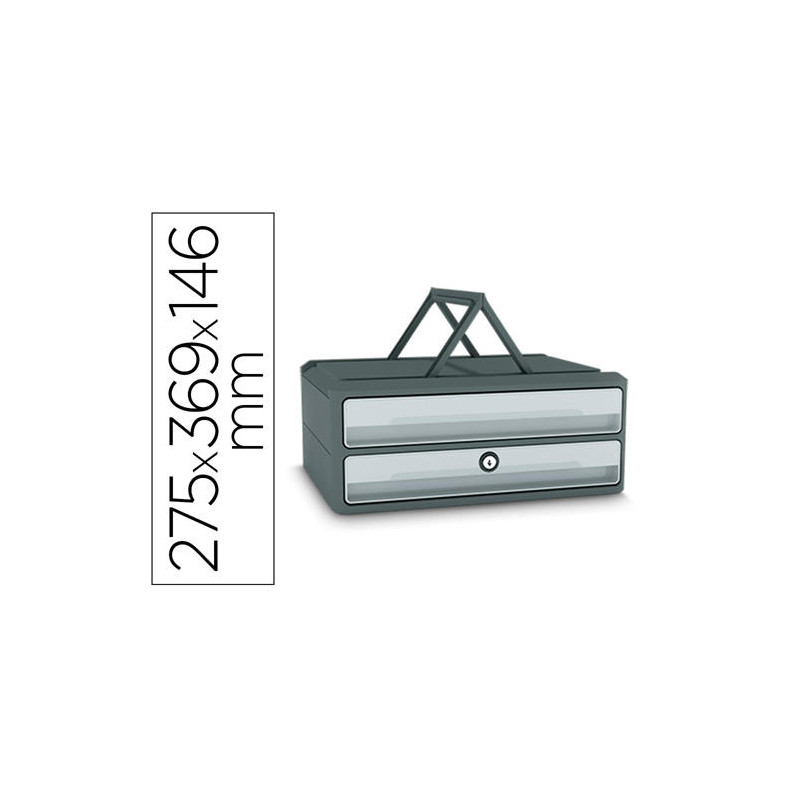 FICHERO CAJONES DE SOBREMESA CEP MOOV UP RECICLADO 80% CON CERRADURA RECICLADO 80% 2 CAJONES COLOR G