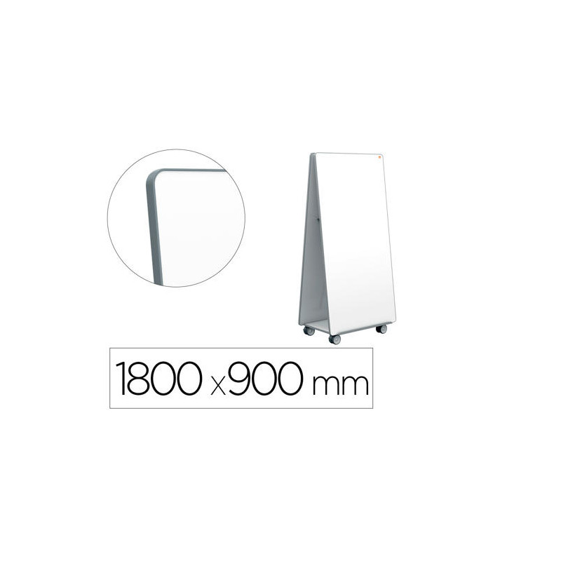 SISTEMA MOVIL NOBO MOVE&MEET 2 PIZARRAS MAGNETICAS CON 2 BANDEJAS PARA ACCESORIOS 1800X900 MM