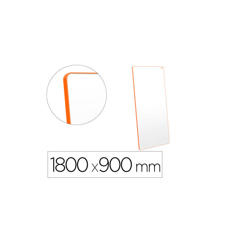 PIZARRA BLANCA NOBO MOVE&MEET EXTRAIBLE Y PORTATIL MARCO NARANJA DOBLE CARA MAGNETICA 1800X900 MM