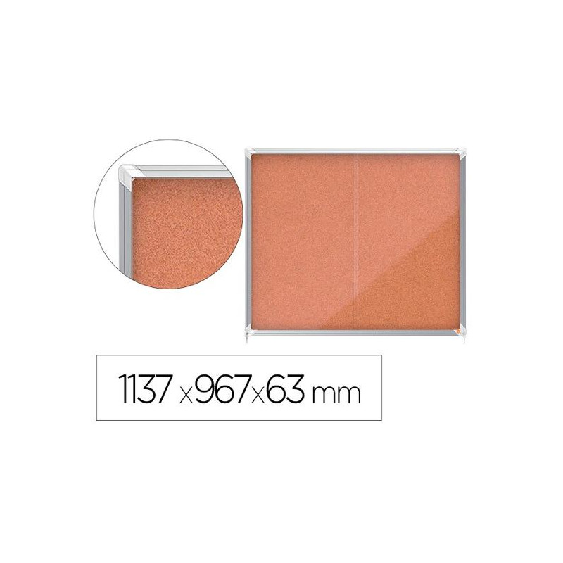 VITRINA DE ANUNCIOS NOBO PREMIUM PLUS CORCHO CON PUERTA CORREDERA 15 X DIN A4 1137X967X63 MM