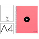 CUADERNO ESPIRAL A4 MICRO ANTARTIK TAPA FORRADA 120H 90 GR LISO 5 BANDAS 4 TALADROS COLOR CORAL