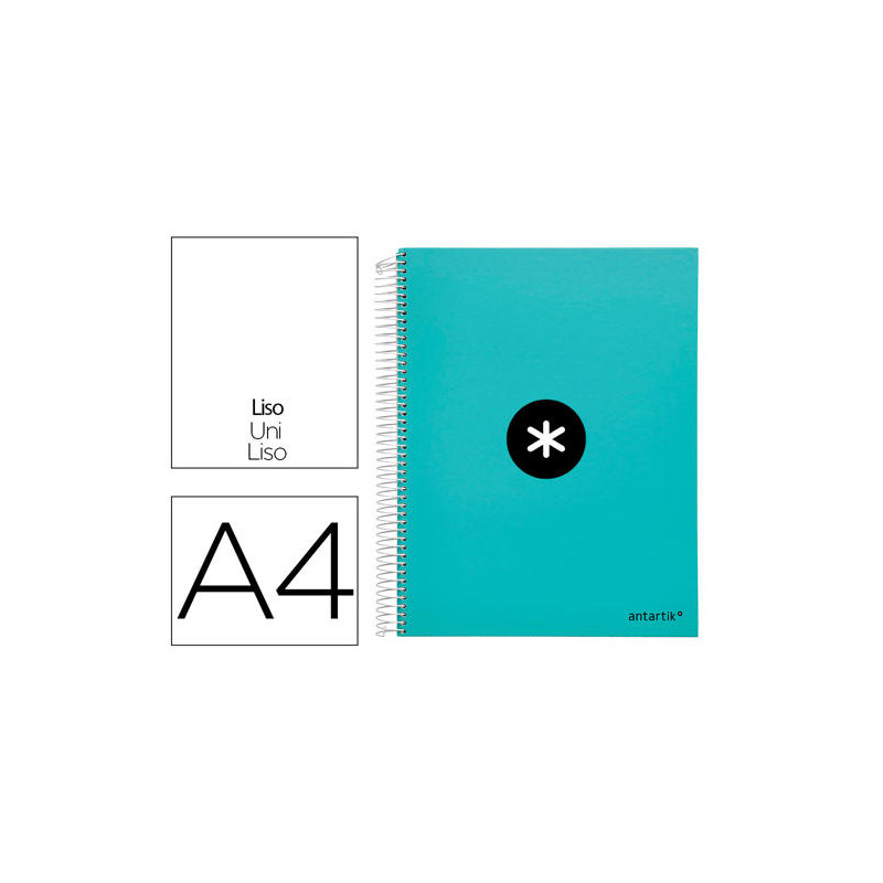 CUADERNO ESPIRAL A4 MICRO ANTARTIK TAPA FORRADA 120H 90 GR LISO 5 BANDAS 4 TALADROS COLOR MENTA