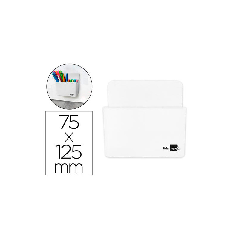 CUBILETE PORTALAPICES LIDERPAPEL PLASTICO MAGNETICO BLANCO 125X75X40 MM