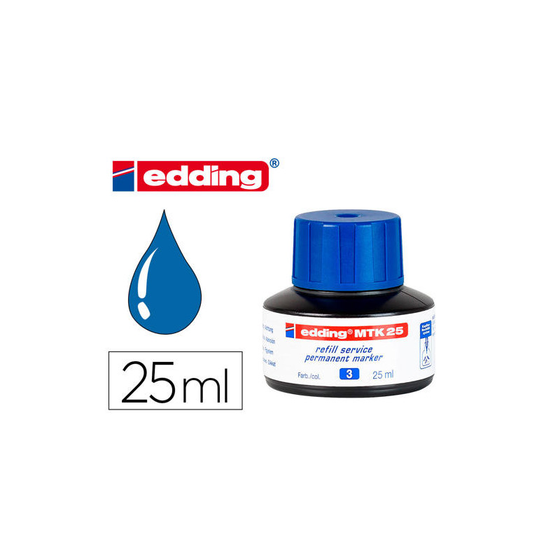 TINTA ROTULADOR EDDING MTK25 CON SISTEMA CAPILAR COLOR AZUL BOTE 25 ML