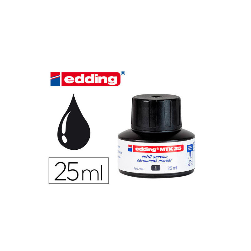 TINTA ROTULADOR EDDING MTK25 CON SISTEMA CAPILAR COLOR NEGRO BOTE 25 ML