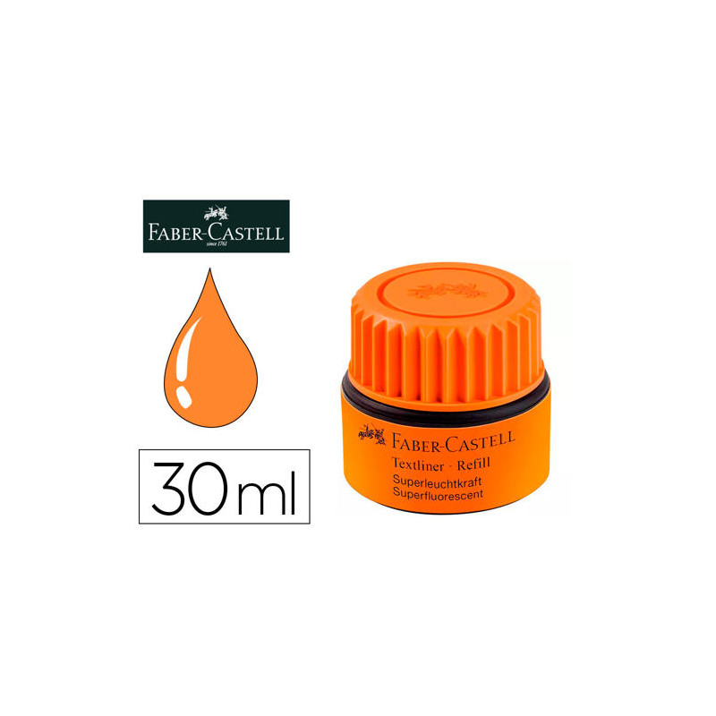 TINTA ROTULADOR FABER CASTELL TEXTLINER FLUORESCENTE 1549 CON SISTEMA CAPILAR COLOR NARANJA BOTE 30 