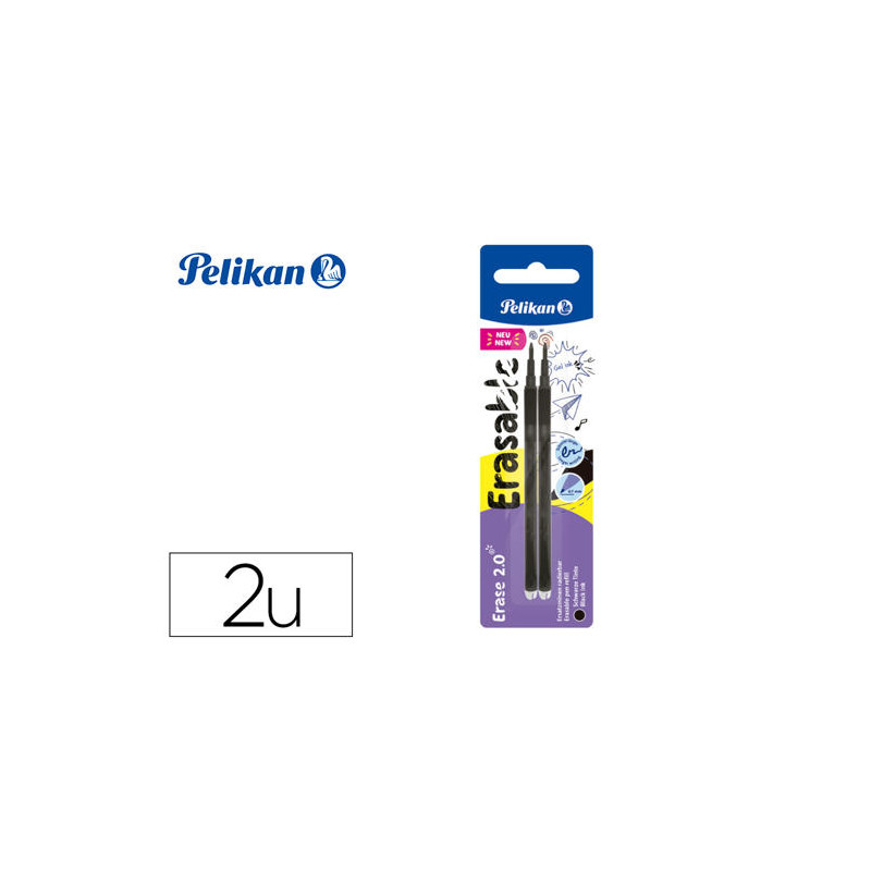 RECAMBIO ROLLER PELIKAN ERASE 2.0 COLOR NEGRO BLISTER DE 2 UNIDADES