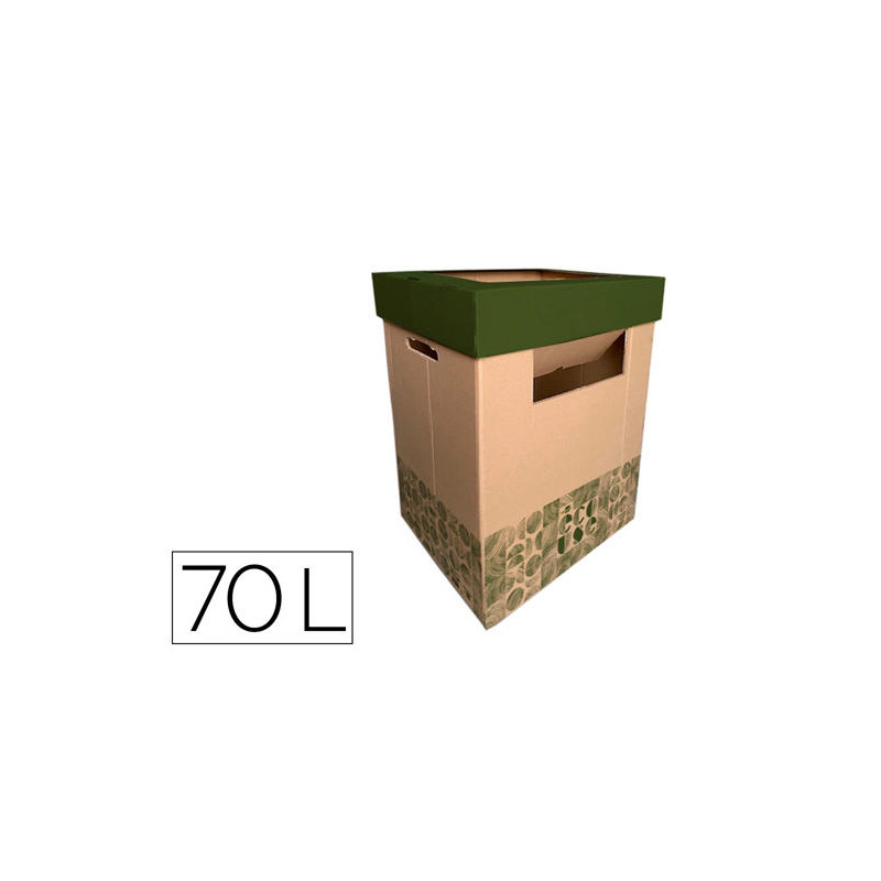 CONTENEDOR PAPELERA RECICLAJE LIDERPAPEL ECOUSE CARTON 100% RECICLADO Y RECICLABLE 70 LITROS 450X350