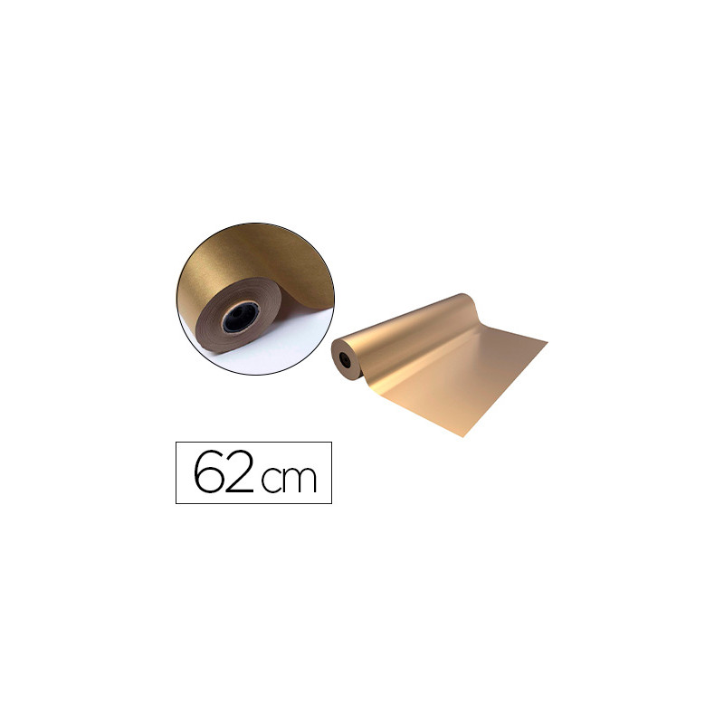 PAPEL DE REGALO BASIKA METALIZADO ORO BOBINA ANCHO 62 CM LONGITUD 80 M