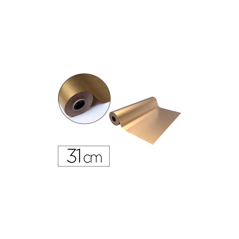 PAPEL DE REGALO BASIKA METALIZADO ORO BOBINA ANCHO 31 CM LONGITUD 80 M