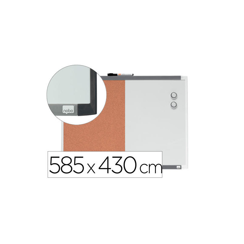 PIZARRA BLANCA NOBO MAGNETICA CON TABLERO DE CORCHO 585X430 MM