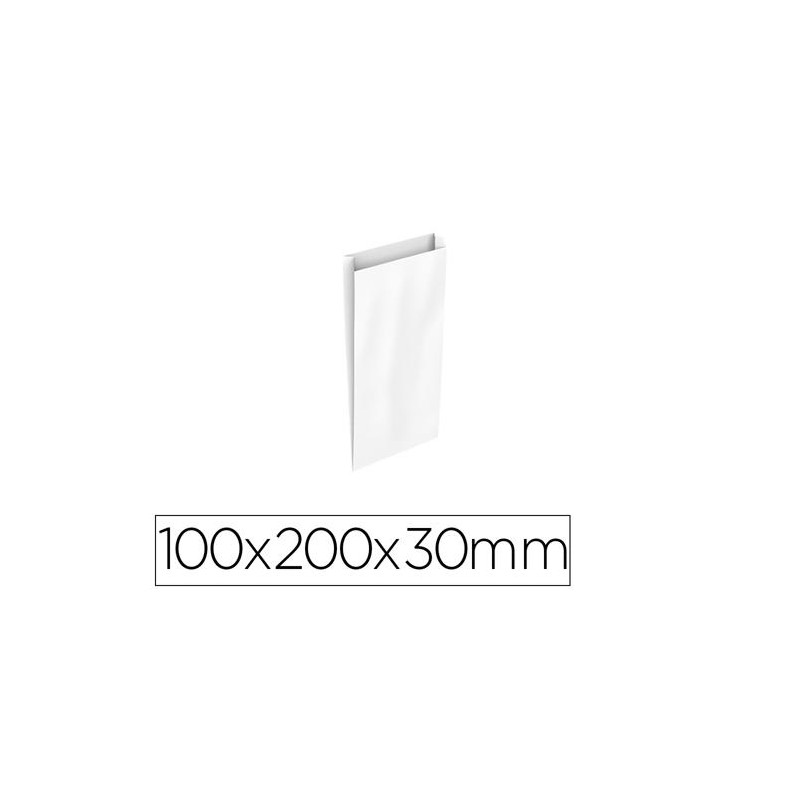 SOBRE PAPEL BASIKA CELULOSA BLANCO CON FUELLE XXS 100X200X30 MM PAQUETE DE 25 UNIDADES