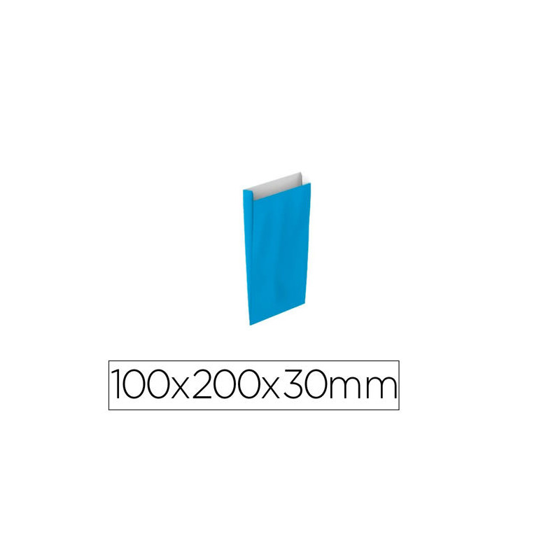 SOBRE PAPEL BASIKA CELULOSA CELESTE CON FUELLE XXS 100X200X30 MM PAQUETE DE 25 UNIDADES