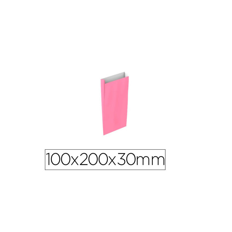 SOBRE PAPEL BASIKA CELULOSA ROSA CON FUELLE XXS 100X200X30 MM PAQUETE DE 25 UNIDADES