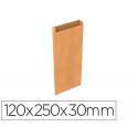 SOBRE PAPEL BASIKA KRAFT NATURAL LISO CON FUELLE XS 120X250X30 MM PAQUETE DE 25 UNIDADES