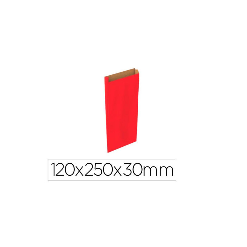 SOBRE PAPEL BASIKA KRAFT ROJO CON FUELLE XS 120X250X30 MM PAQUETE DE 25 UNIDADES