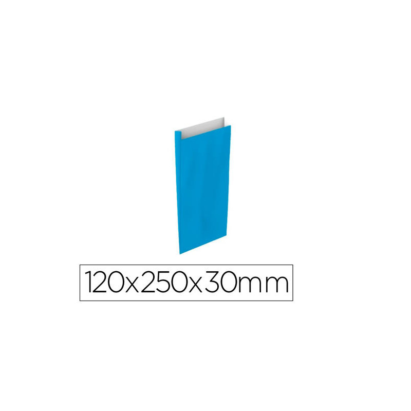 SOBRE PAPEL BASIKA CELULOSA CELESTE CON FUELLE XS 120X250X30 MM PAQUETE DE 25 UNIDADES