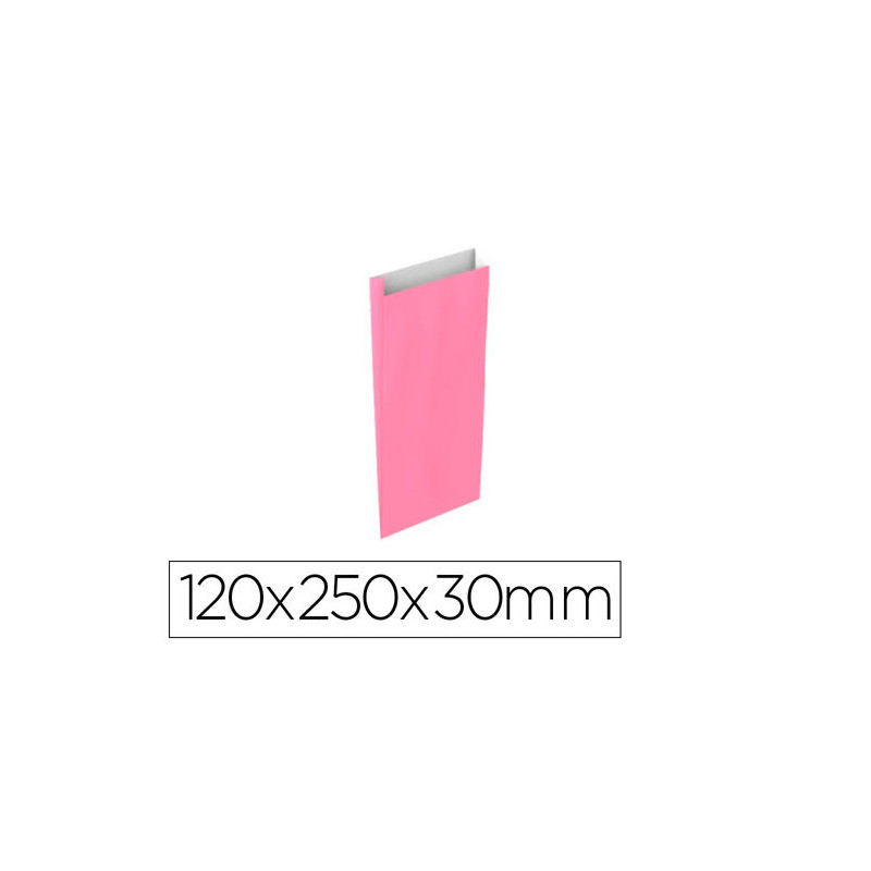 SOBRE PAPEL BASIKA CELULOSA ROSA CON FUELLE XS 120X250X30 MM PAQUETE DE 25 UNIDADES