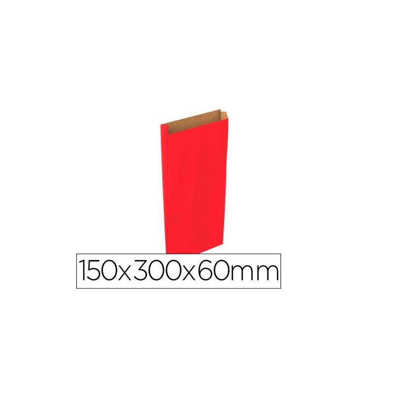 SOBRE PAPEL BASIKA KRAFT ROJO CON FUELLE S 150X300X60 MM PAQUETE DE 25 UNIDADES