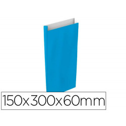 SOBRE PAPEL BASIKA CELULOSA CELESTE CON FUELLE S 150X300X60 MM PAQUETE DE 25 UNIDADES