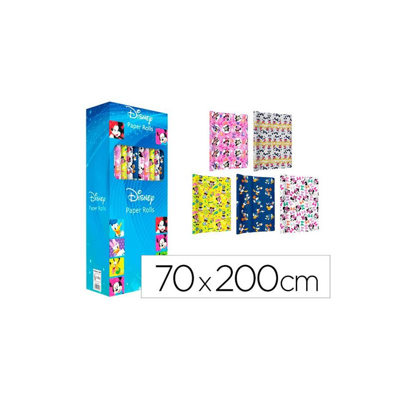 PAPEL DE REGALO BASIKA DISNEY ROLLO ANCHO 70 CM LONGITUD 2 MT DISEÑOS SURTIDOS