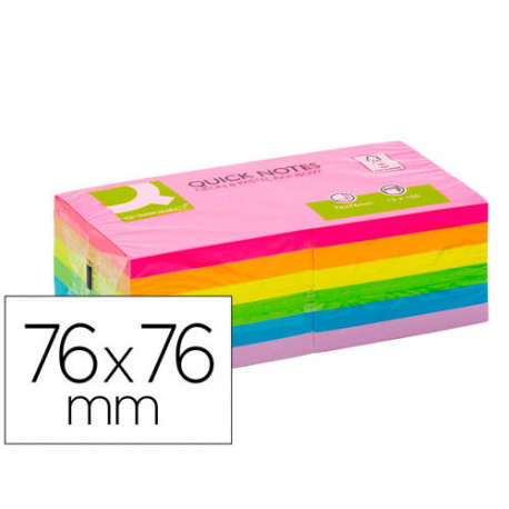 BLOC DE NOTAS ADHESIVAS QUITA Y PON Q-CONNECT 76X76 MM FSC COLORES NEON Y PASTEL SURTIDOS BLOC DE NOTAS ADHESIVAS QUITA Y PON Q-CONNECT 76X76 MM FSC COLORES NEON Y PASTEL SURTIDOS