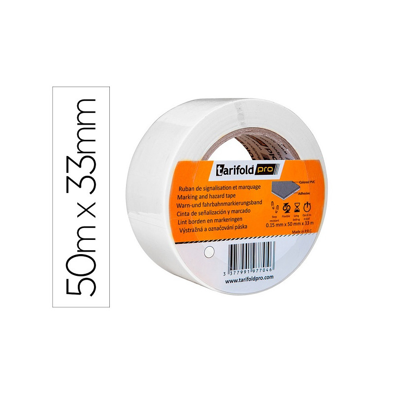CINTA ADHESIVA TARIFOLD PARA MARCAJE Y SEÑALIZACION DE SUELO 33 MT X 50 MM COLOR BLANCO