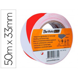 CINTA ADHESIVA TARIFOLD SEGURIDAD PARA MARCAJE Y SEÑALIZACION DE SUELO 33 MT X 50 MM COLOR BLANCO/RO