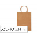 BOLSA PAPEL Q-CONNECT CELULOSA NATURAL LISO L CON ASA RETORCIDA 320X400X14 MM