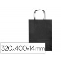 BOLSA PAPEL Q-CONNECT CELULOSA NEGRO L CON ASA RETORCIDA 320X400X14 MM