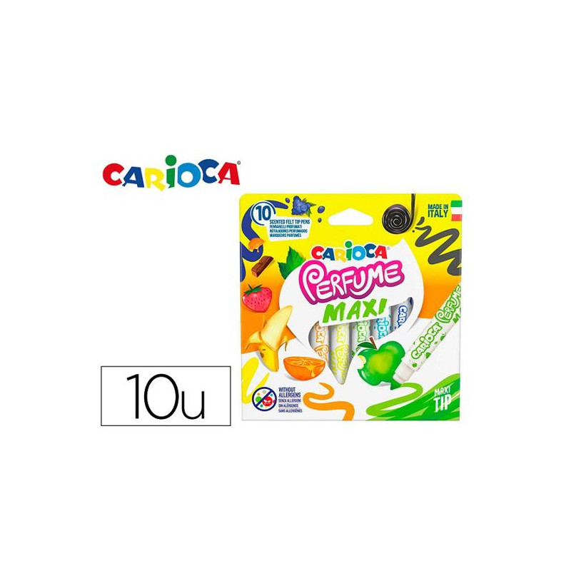 ROTULADOR CARIOCA PERFUMADO PUNTA MAXI LAVABLE CAJA DE 10 UNIDADES COLORES SURTIDOS
