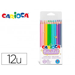 LAPICES DE COLORES CARIOCA BI COLOR PASTEL TRIANGULAR MINA 3,3 MM BLISTER DE 12 UNIDADES COLORES SUR