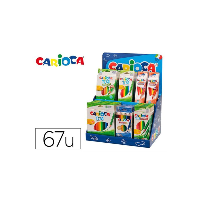 LAPICES DE COLORES CARIOCA EXPOSITOR DE SOBREMESA CON 67 UNIDADES SURTIDAS