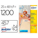 ETIQUETA ADHESIVA AVERY BLANCA REMOVIBLE PARA LASER INK-JET FOTOCOPIADORA 45,7X 21,2 MM CAJA DE 1200