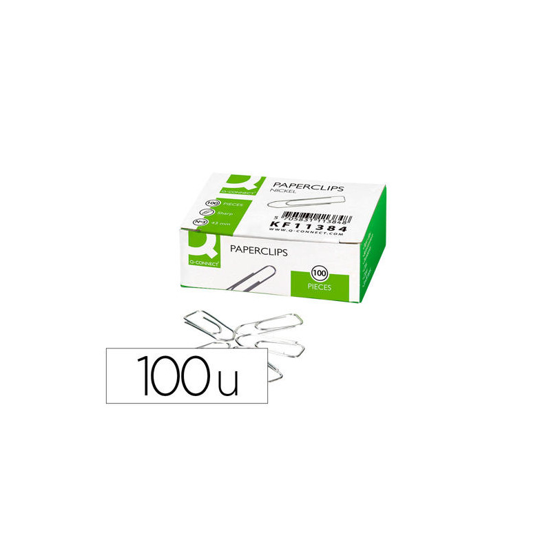 CLIPS NIQUELADOS Q-CONNECT N 3 PICOS 43 MM PUNTA CAJA DE 100 UNIDADES