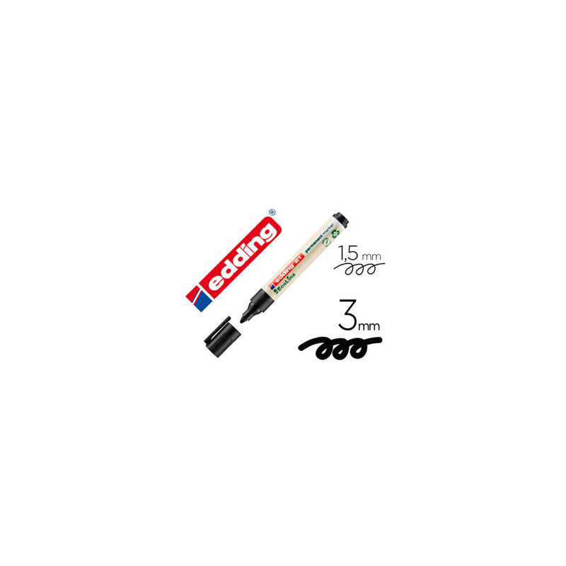 ROTULADOR EDDING 21 MARCADOR PERMANENTE ECOLINE 90% RECICLADO COLOR NEGRO PUNTA REDONDA 1,5-3 MM REC