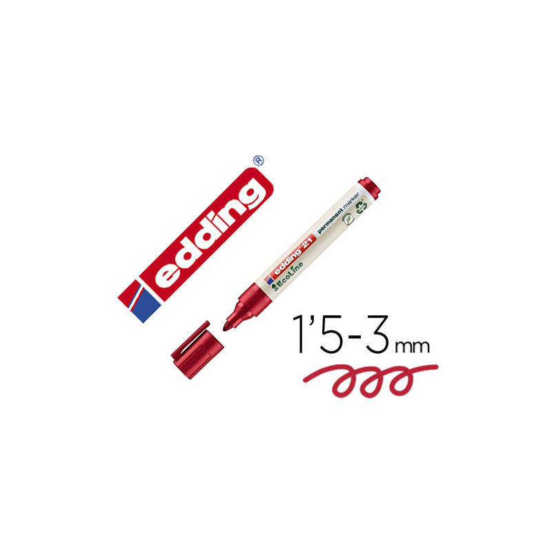 ROTULADOR EDDING 21 MARCADOR PERMANENTE ECOLINE 90% RECICLADO COLOR ROJO PUNTA REDONDA 1,5-3 MM RECA