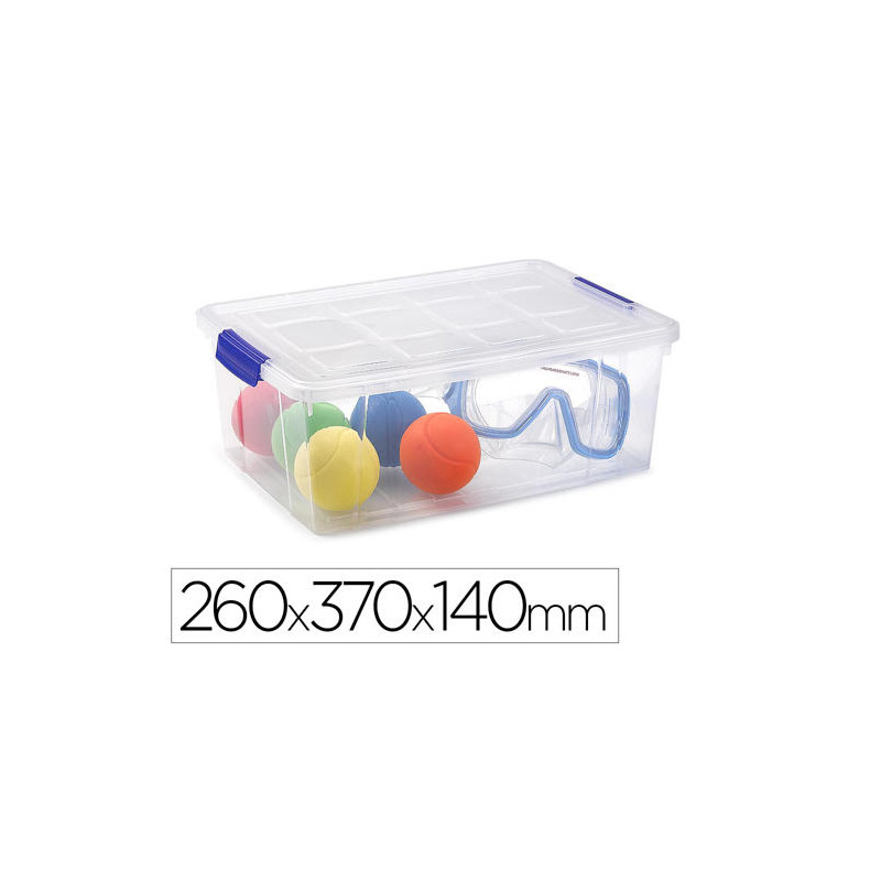 CONTENEDOR PLASTICO PLASTICFORTE 9 LITROS N 29 TRANSPARENTE CON TAPA 260X370X140 MM