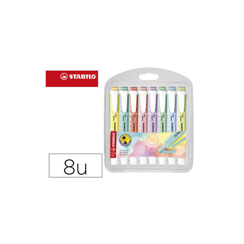 ROTULADOR STABILO FLUORESCENTE FINO SWING COOL PASTEL ESTUCHE DE 8 UNIDADES COLORES SURTIDOS
