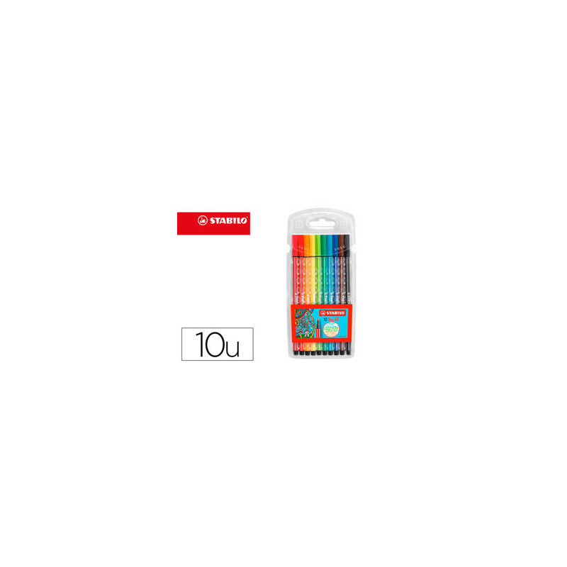 ROTULADOR STABILO ACUARELABLE PEN 68 ESTUCHE CARTON DE 10 UNIDADES COLORES SURTIDOS