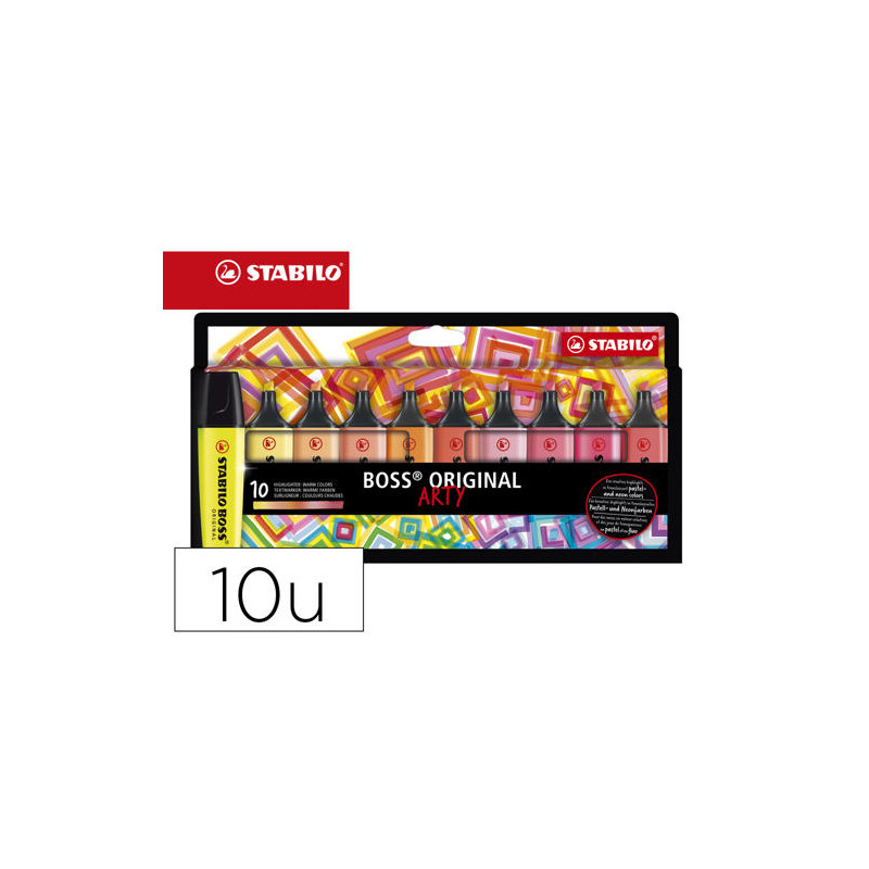 ROTULADOR STABILO BOSS FLUORESCENTE 70 ARTY LINE COLORES CALIDOS ESTUCHE CARTON DE 10 UNIDADES COLOR