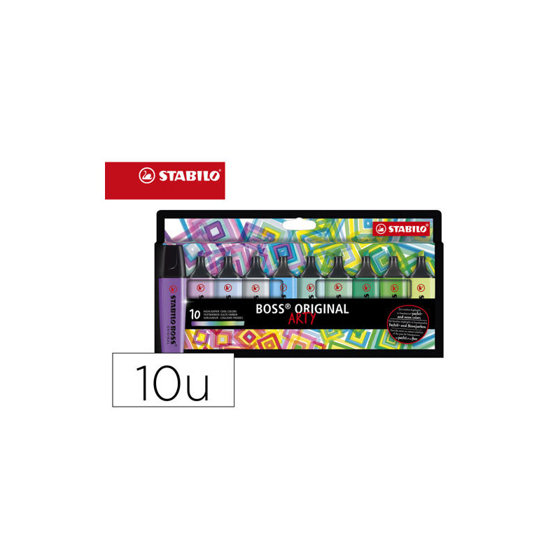 ROTULADOR STABILO BOSS FLUORESCENTE 70 ARTY LINE COLORES FRIOS ESTUCHE CARTON DE 10 UNIDADES COLORES