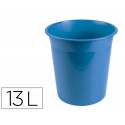 PAPELERA PLASTICO LIDERPAPEL CELESTE OPACO 13 LITROS 275X285 MM