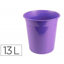PAPELERA PLASTICO LIDERPAPEL LAVANDA OPACO 13 LITROS 275X285 MM