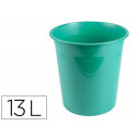 PAPELERA PLASTICO LIDERPAPEL MENTA OPACO 13 LITROS 275X285 MM