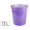 PAPELERA PLASTICO LIDERPAPEL LAVANDA TRANSLUCIDO 13 LITROS 275X285 MM