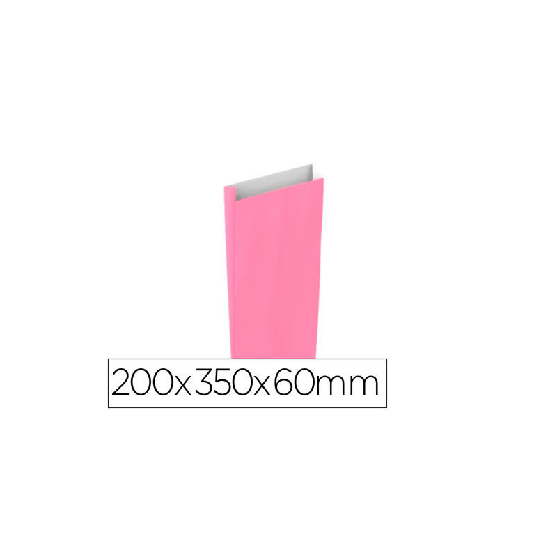 SOBRE PAPEL BASIKA CELULOSA ROSA CON FUELLE M 200X350X60 MM PAQUETE DE 25 UNIDADES